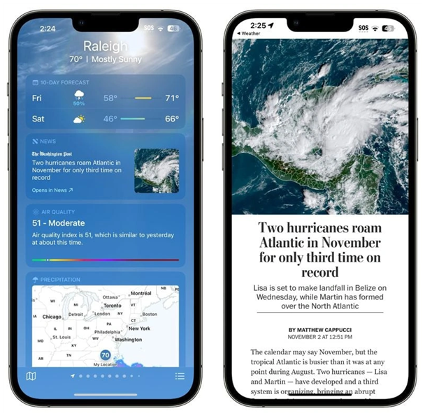 密云苹果14维修分享iPhone 14手机如何看天气时顺带看新闻 