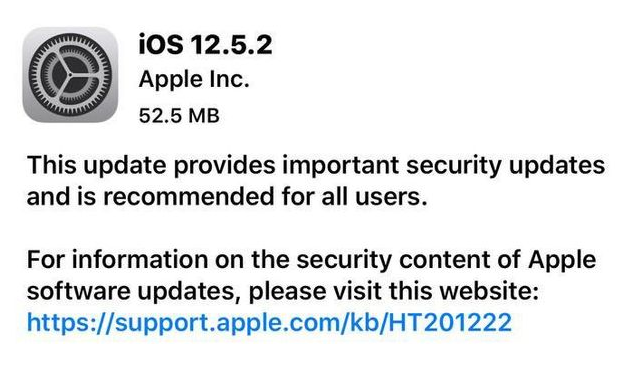 密云苹果手机维修分享iOS12.5.2发布，建议所有老苹果用户安装 